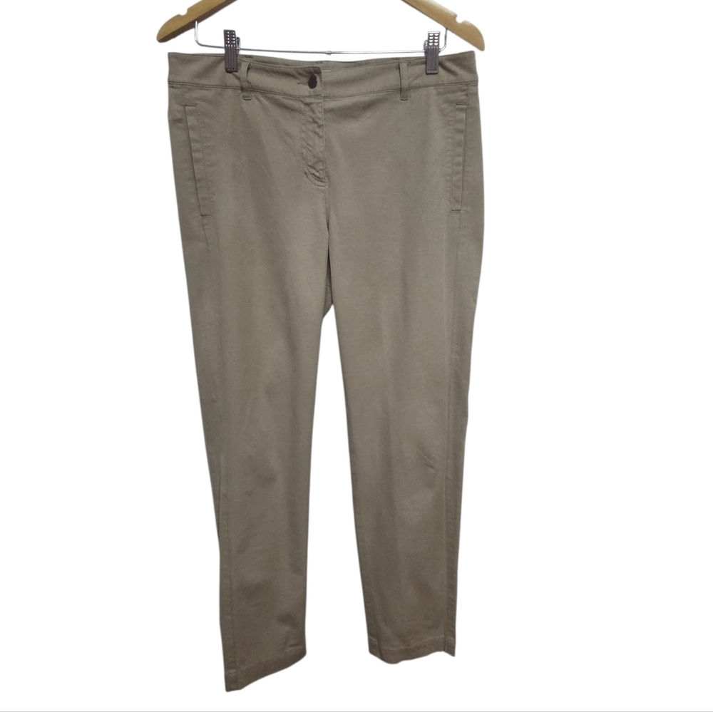 Eileen Fisher Organic Cotton Straight Leg Pants Khaki Tan Size Small - Picture 2 of 7